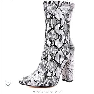 Snake print booties